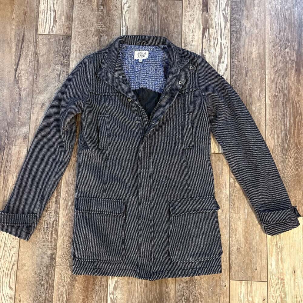 Armani Junior 16A Wool Blend Herringbone Coat 175cm Unisex Fit
